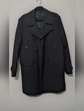 Black Label Men's Black Double-Breasted Trench Coat
